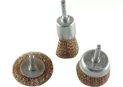 Extol Craft 1832 Kartáče so stopkou, vlnitý pomosadzený drôt 0,3mm, 3-dielna sada