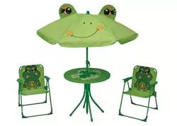 Strend Pro 802417 Set LEQ MELISENDA Rana, žaba, slnečník 105 cm, stôl 50 cm, 2 stoličky