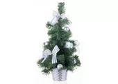 MagicHome Vianoce Stromček ozdobený, strieborný, mašľa, 40 cm
