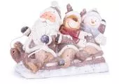 MagicHome 8090918 Dekorácia Vianoce, Santa, sob a snehuliak na saniach