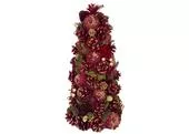 MagicHome 8090779 Vianoce, Stromček ozdobený, prírodný, červeno-zlatý, 40 cm