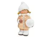MagicHome 8090940 Postavička Vianoce, Dievčatko so snehovou guľou