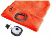 Extol Light 43455 Čiapka oranžová s čelovým svetlom, LED 4x25lm, 250mAh Li-ion, nabíjanie cez USB