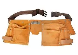 Extol Craft 417 Vrecko na náradie kožené, 12 vreciek, s opaskom, plastová spona, dvojdielne