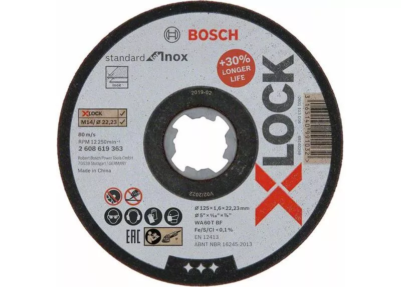 Bosch 2608619363 Kotúč rezný 125mm x 1,6mm X-LOCK Standard for Inox