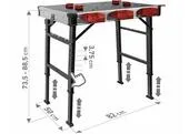 Fortum 4759990 Stôl pracovný skladací, max. 450kg, 845x598x735-885mm, fixačné otvory
