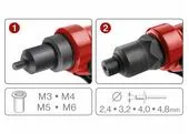 Fortum 4770628 Kliešte nitovacie s otočnou hlavou, 260mm, 2v1, nity 2,4-4,8mm, matice M3-M6