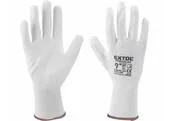 Extol Premium 8856631 Rukavice z polyesteru polomáčané v PU, biele, 9"