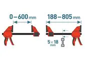 EXTOL PREMIUM 8815225 Svorka a rozpera rýchloupínacia, 600mm, 115kg