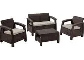 Set terasový Allibert CORFU, brown/oat, stôl, pohovka, 2x stolička