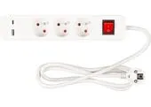 Kábel Strend Pro LG-FB603K, L-1.4 m, predlžovací, 3x zásuvka + vypínač, USB