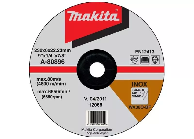 Makita A-80896 Brúsny kotúč Ø230 x 6 x 22 mm, na oceľ a nehrdzavejúcu oceľ