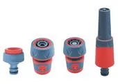 Extol Premium 8876490 Postrekovač záhradný + rýchlospojky na hadicu plastové, 4-dielna sada, 1/2''